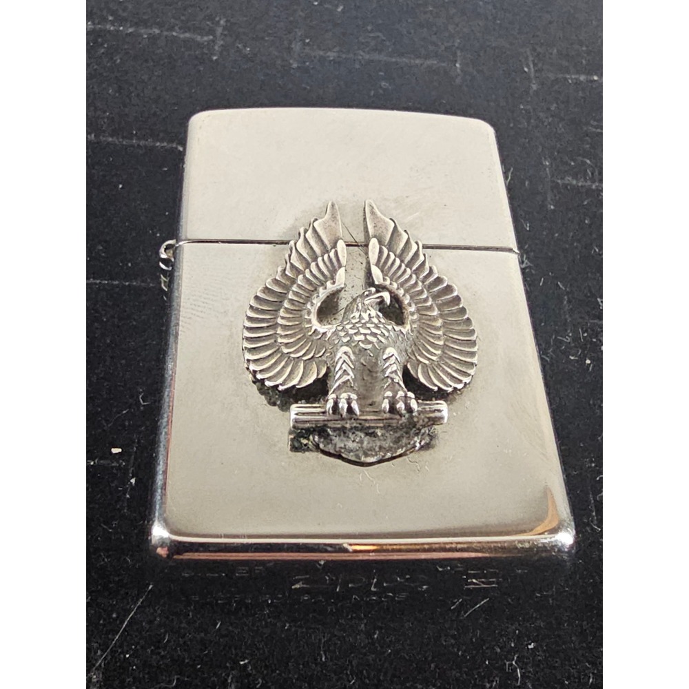 Rare Zippo‎ Silver Plate Lighter 3D Eagle Emblem Bradford PA Vintage Collectible
